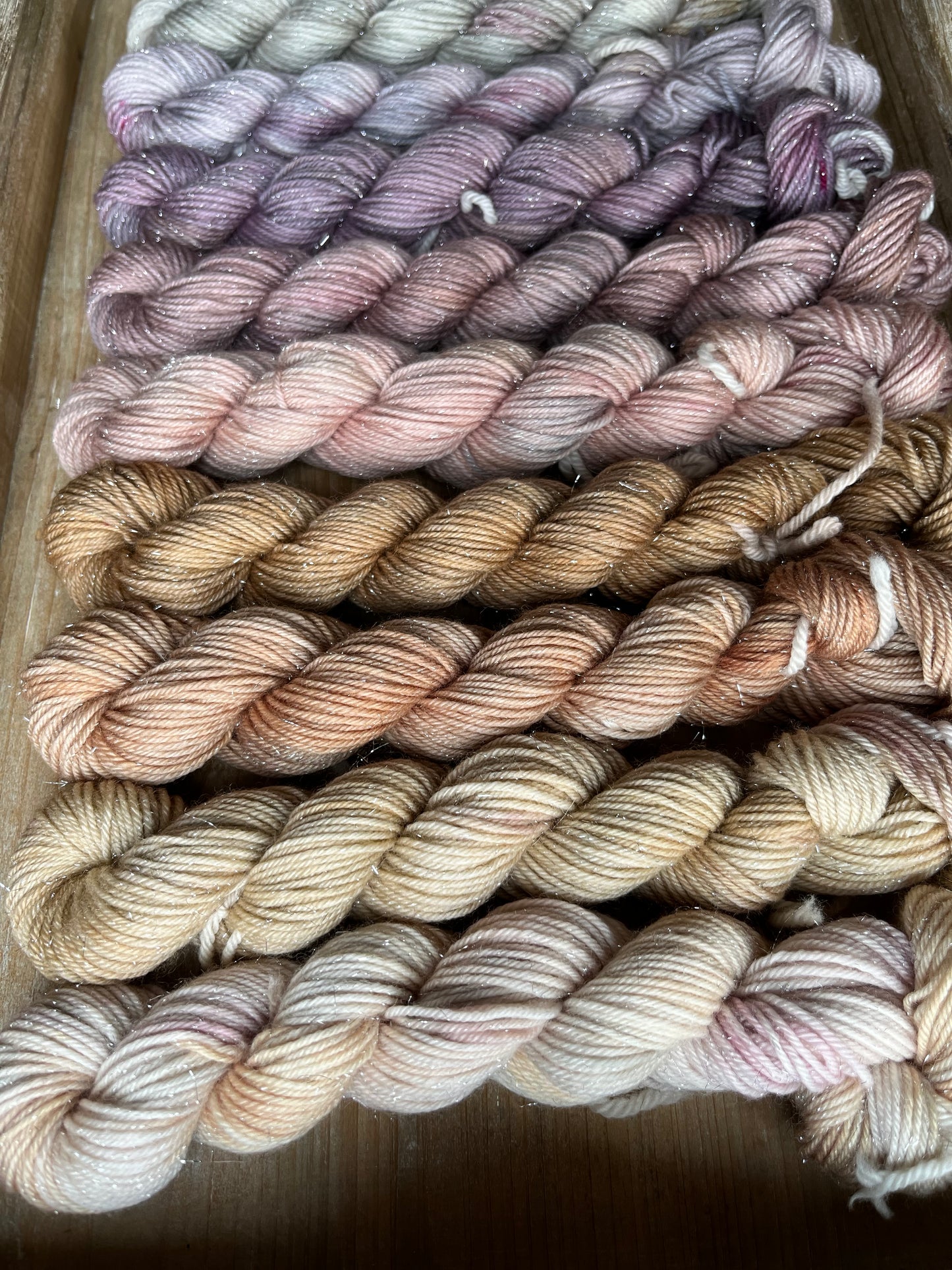10 Skein Mini Yarn Fade - Silver Sparkle Sock Base