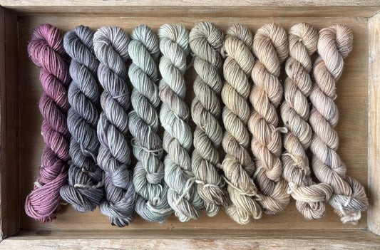10 Skein Mini Yarn Fade - Silver Sparkle Sock Base