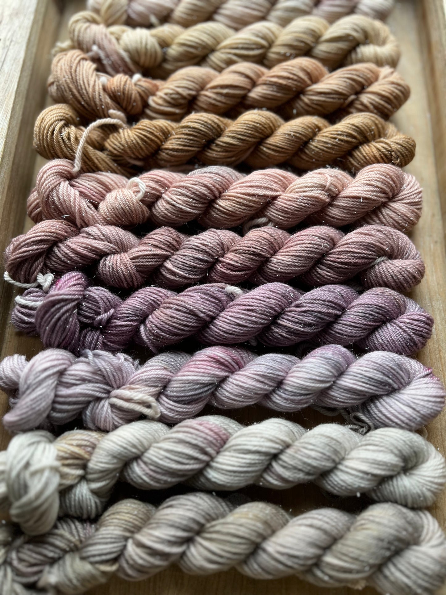 10 Skein Mini Yarn Fade - Silver Sparkle Sock Base
