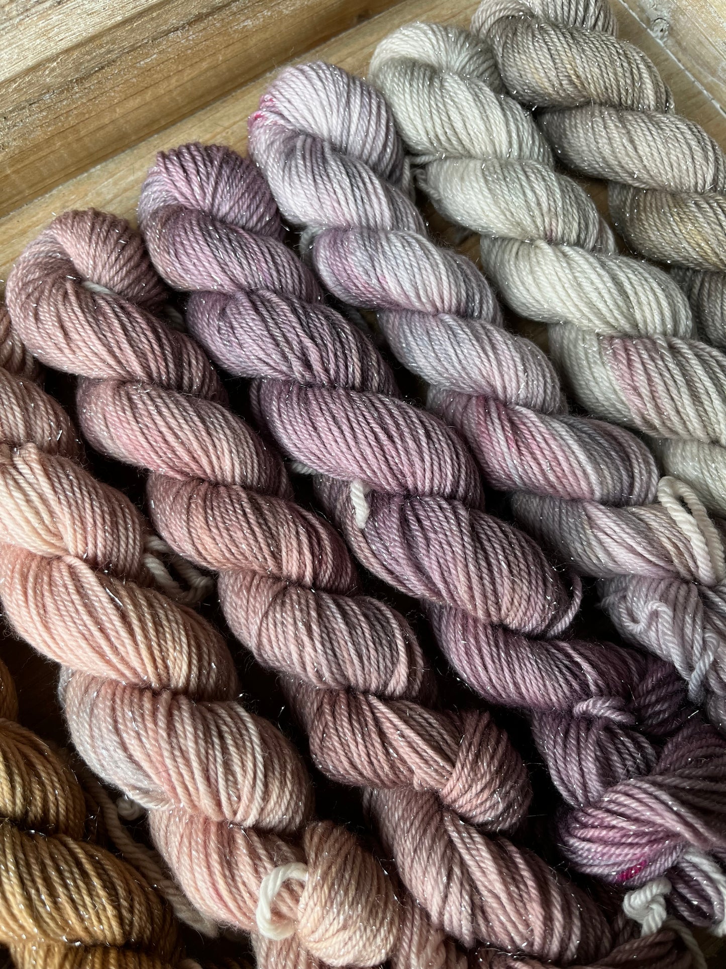 10 Skein Mini Yarn Fade - Silver Sparkle Sock Base