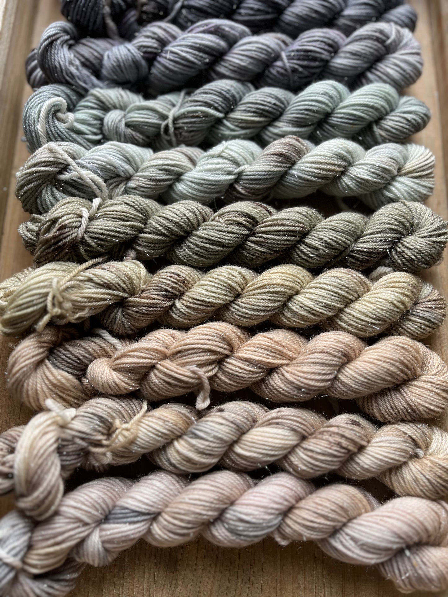 10 Skein Mini Yarn Fade - Silver Sparkle Sock Base