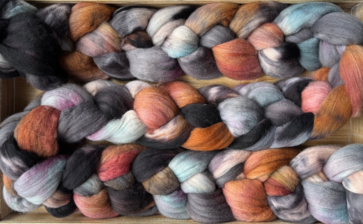 One of a Kind Batch - 100 grams of Spinning Fibre - Untreated Merino Wool 22 Micron - Hand Dyed Combed Top