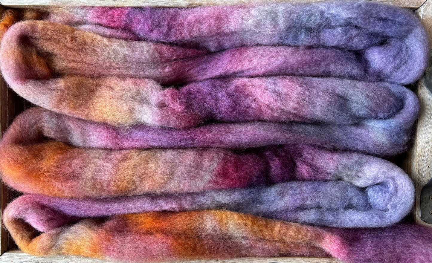 One of a Kind Batch - 100 grams of Spinning Fibre - Bluefaced Leicester Wool - 26 Micron - Hand Dyed Combed Top