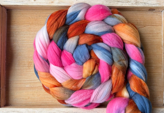 100% Superwash Merino Wool - 22 Micron - One of a Kind Batch - 100 grams of Spinning Fibre - Hand Dyed Combed Top
