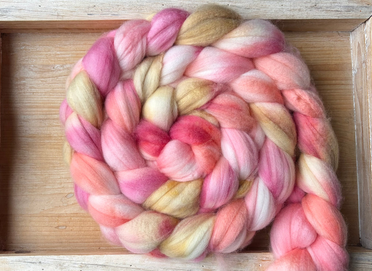 80% Superwash Merino Wool/ 10% Nylon/ 10% Cashmere - 18.5 Micron - One of a Kind Batch - 100 grams of Spinning Fibre - Hand Dyed Combed Top