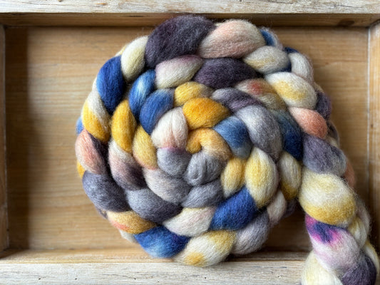 One of a Kind Batch - 100 grams of Spinning Fibre - Bluefaced Leicester Wool - 26 Micron - Hand Dyed Combed Top