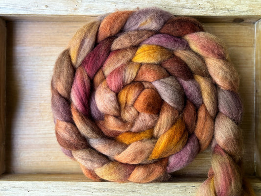 One of a Kind Batch - 100 grams of Spinning Fibre - Bluefaced Leicester Wool - 26 Micron - Hand Dyed Combed Top