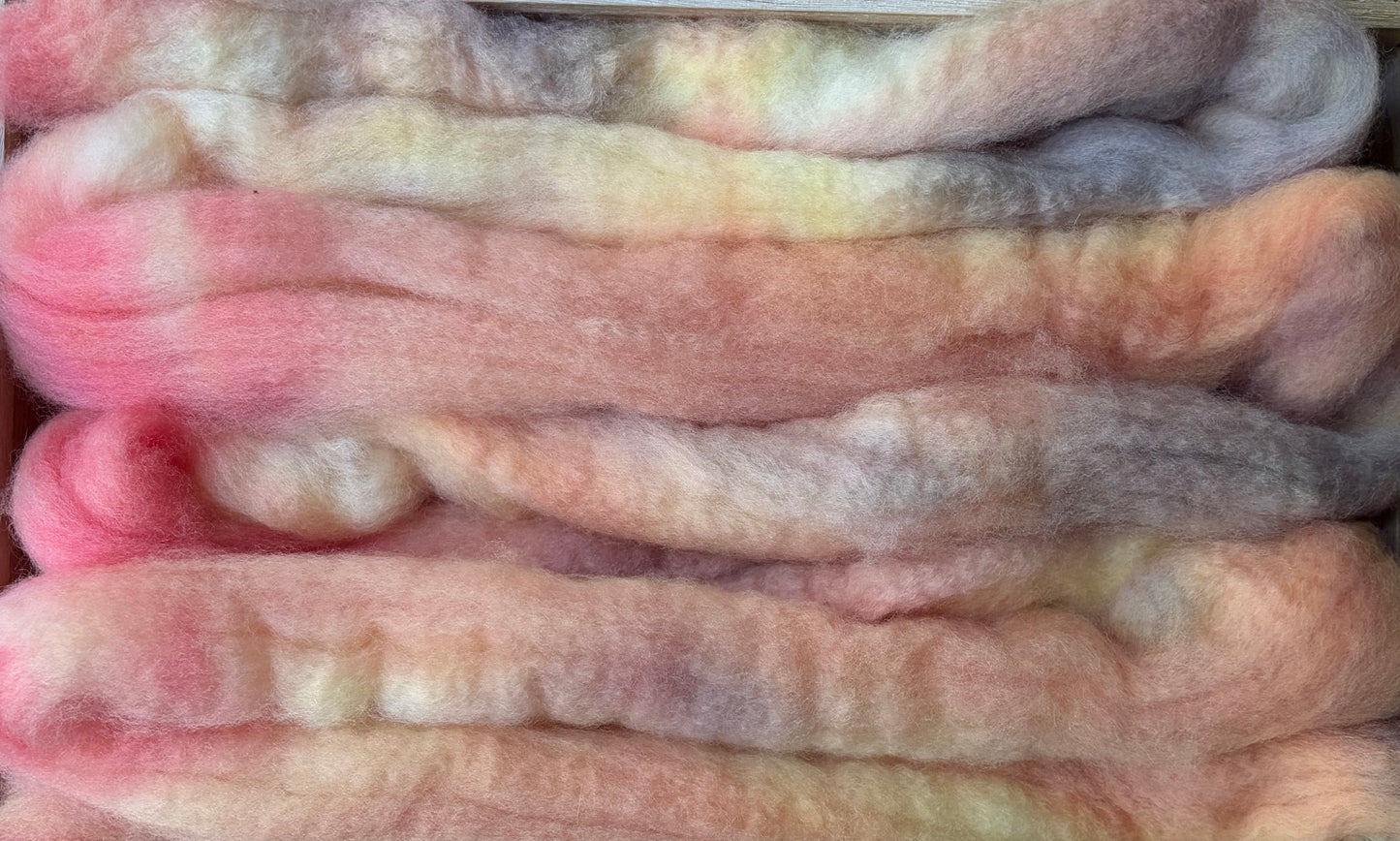 Bluefaced Leicester Wool - 26 Micron - One of a Kind Batch - 100 grams of Spinning Fibre - Hand Dyed Combed Top