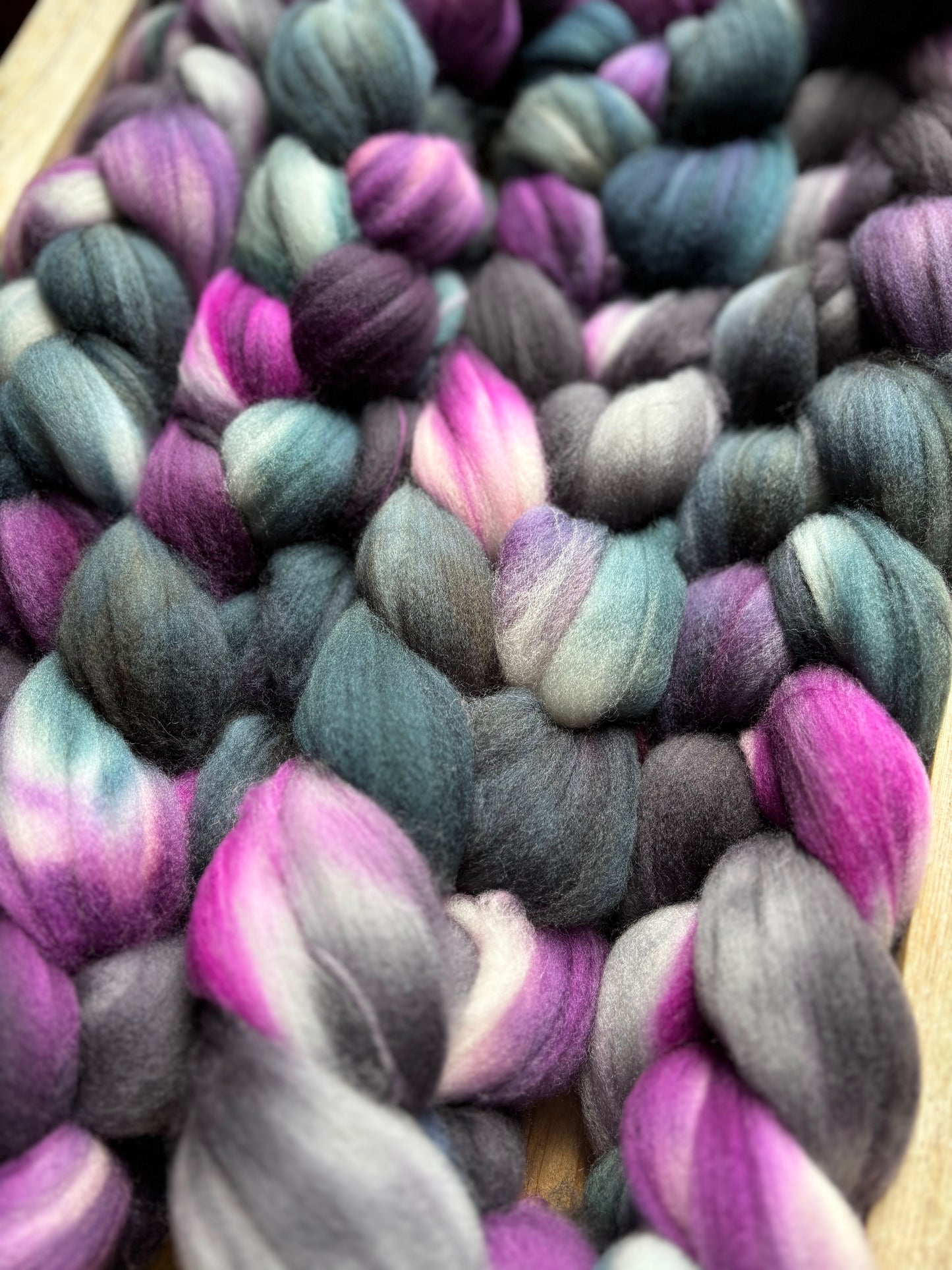 One of a Kind Batch - 100 grams of Spinning Fibre - Superwash Merino Wool 22 Micron - Hand Dyed Combed Top