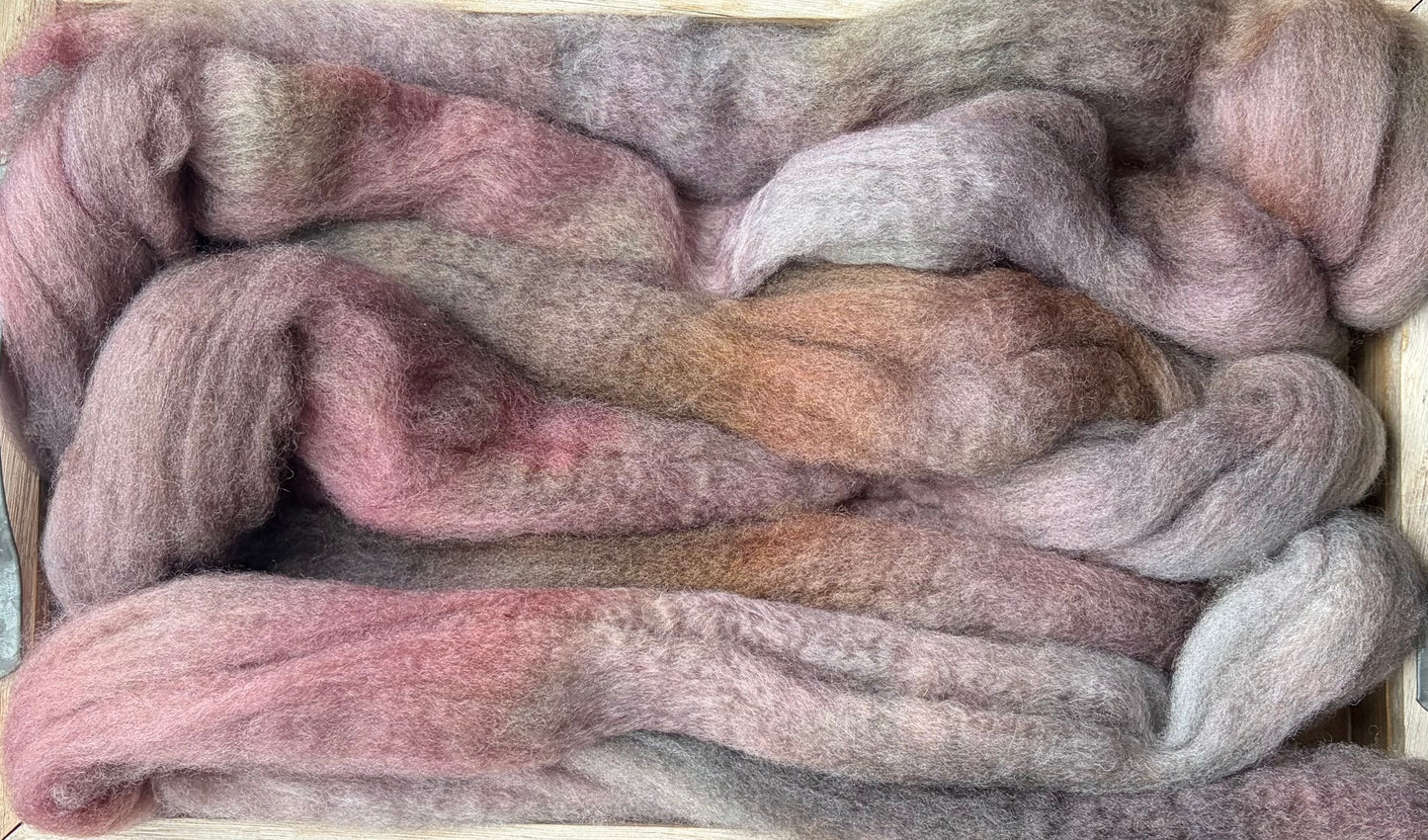 Bluefaced Leicester Wool - 26 Micron - One of a Kind Batch - 100 grams of Spinning Fibre - Hand Dyed Combed Top