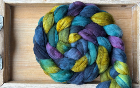 One of a Kind Batch - 100 grams of Spinning Fibre - Superwash Merino Wool 22 Micron - Hand Dyed Combed Top