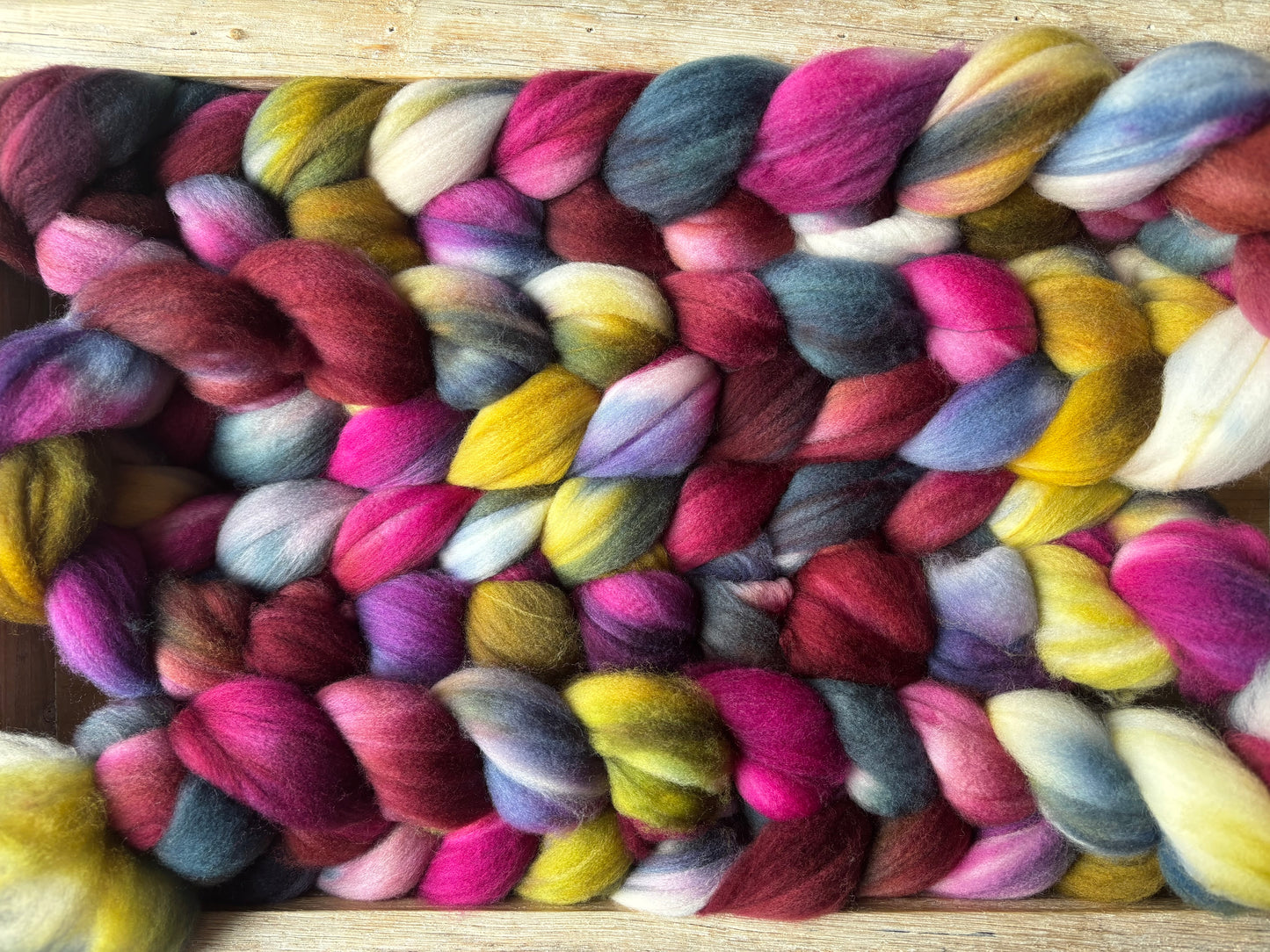 One of a Kind Batch - 100 grams of Spinning Fibre - Superwash Merino Wool 22 Micron - Hand Dyed Combed Top