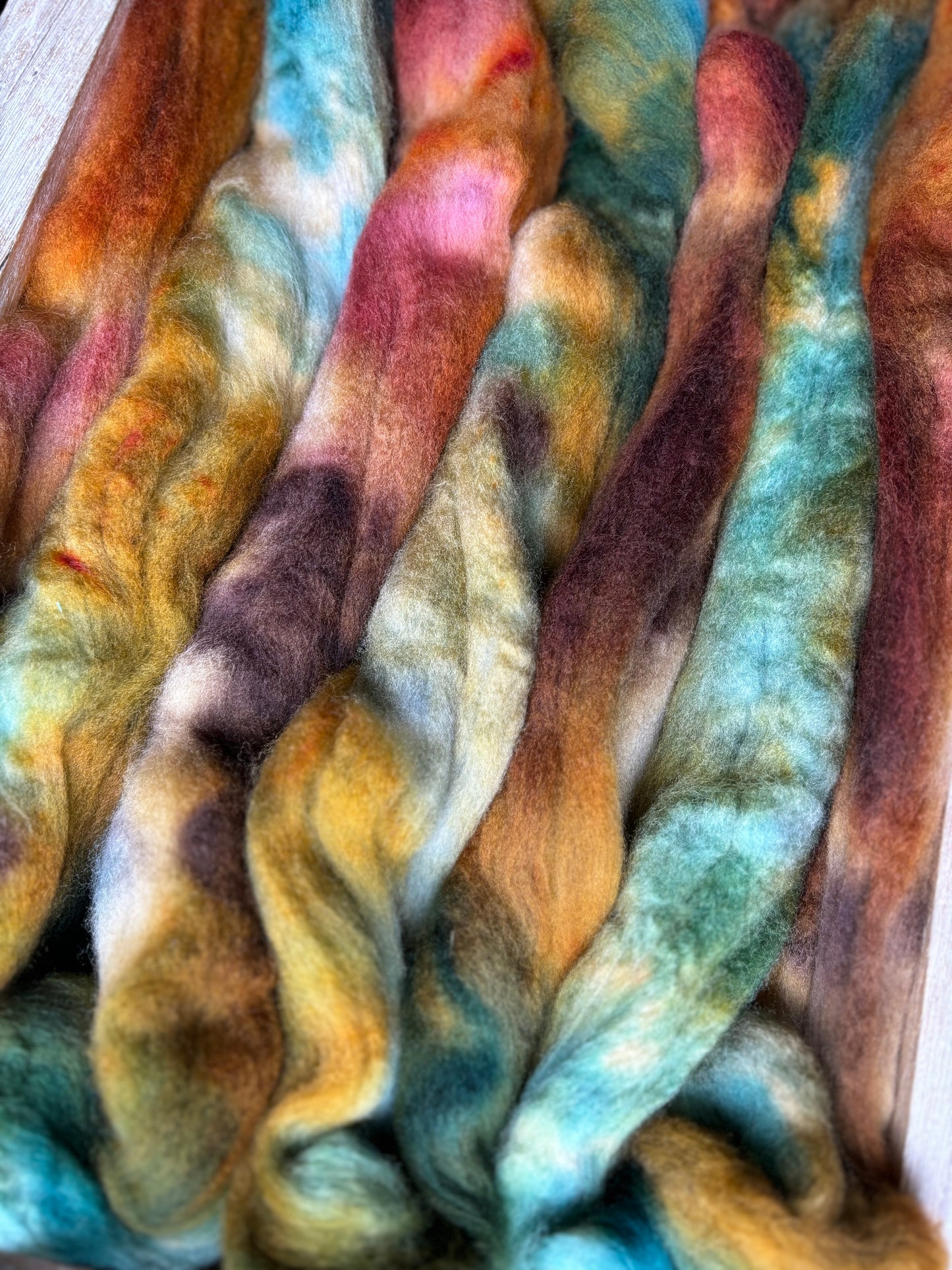 One of a Kind Batch - 100 grams of Spinning Fibre - Untreated Merino Wool 22 Micron - Hand Dyed Combed Top