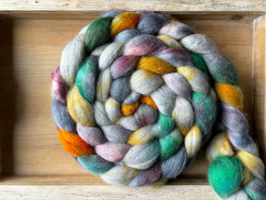 One of a Kind Batch - 100 grams of Spinning Fibre - Bluefaced Leicester Wool - 26 Micron - Hand Dyed Combed Top