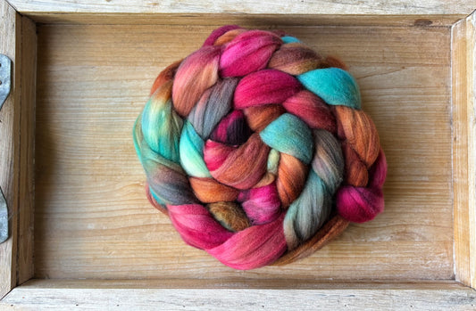 One of a Kind Batch - 100 grams of Spinning Fibre - Superwash Merino Wool 22 Micron - Hand Dyed Combed Top