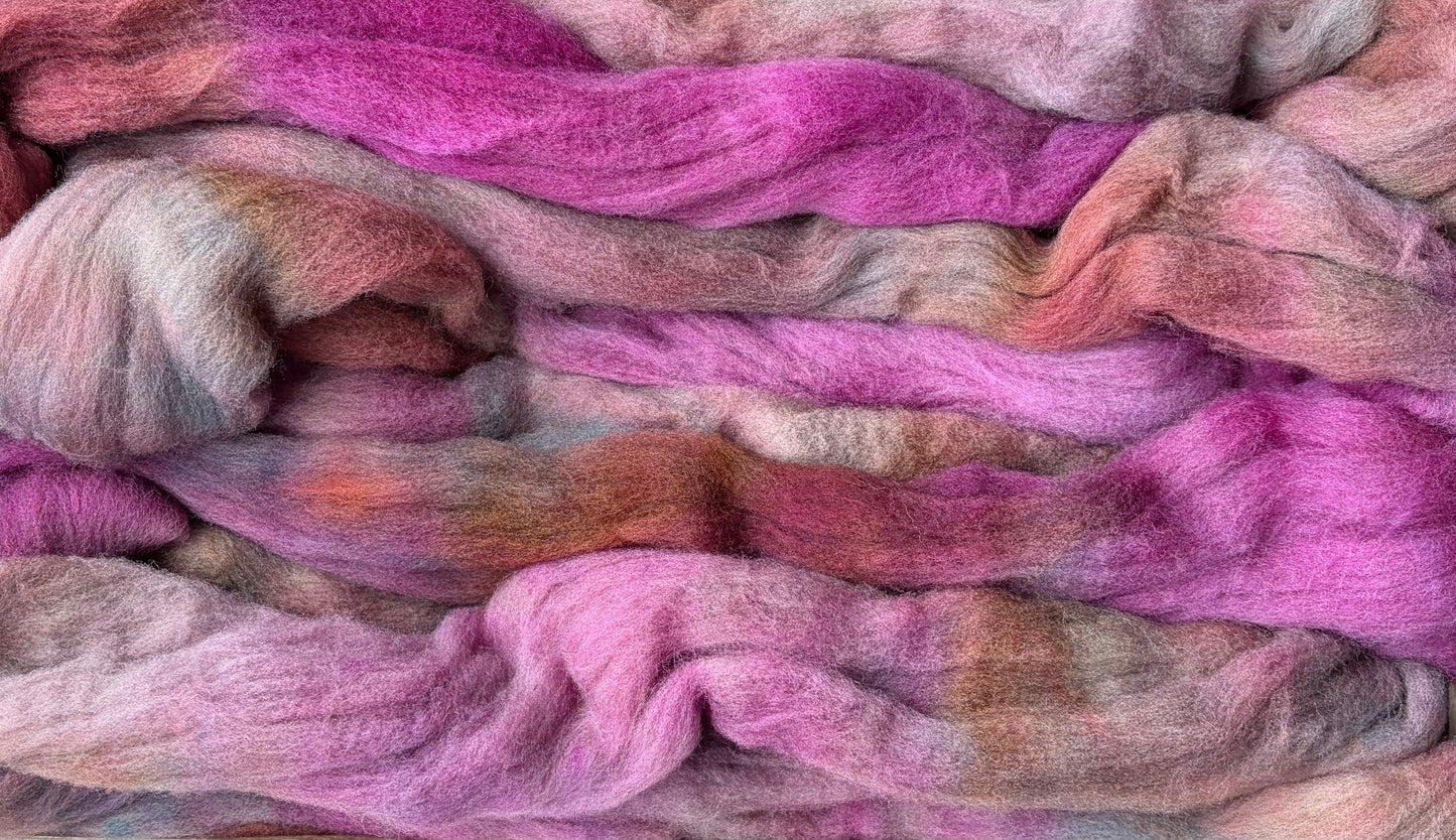 Targhee - 23 Micron - One of a Kind Batch - 100 grams of Spinning Fibre - Hand Dyed Combed Top