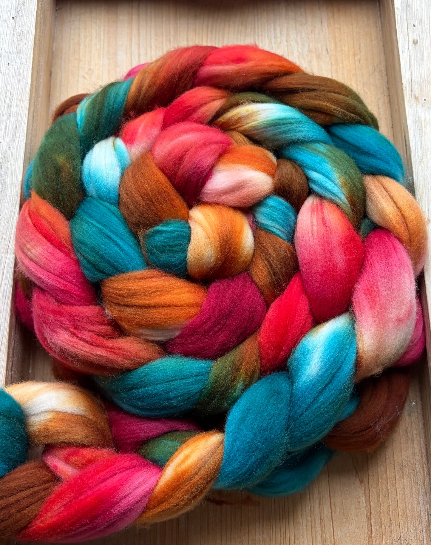 100% Superwash Merino Wool - 22 Micron - One of a Kind Batch - 100 grams of Spinning Fibre - Hand Dyed Combed Top