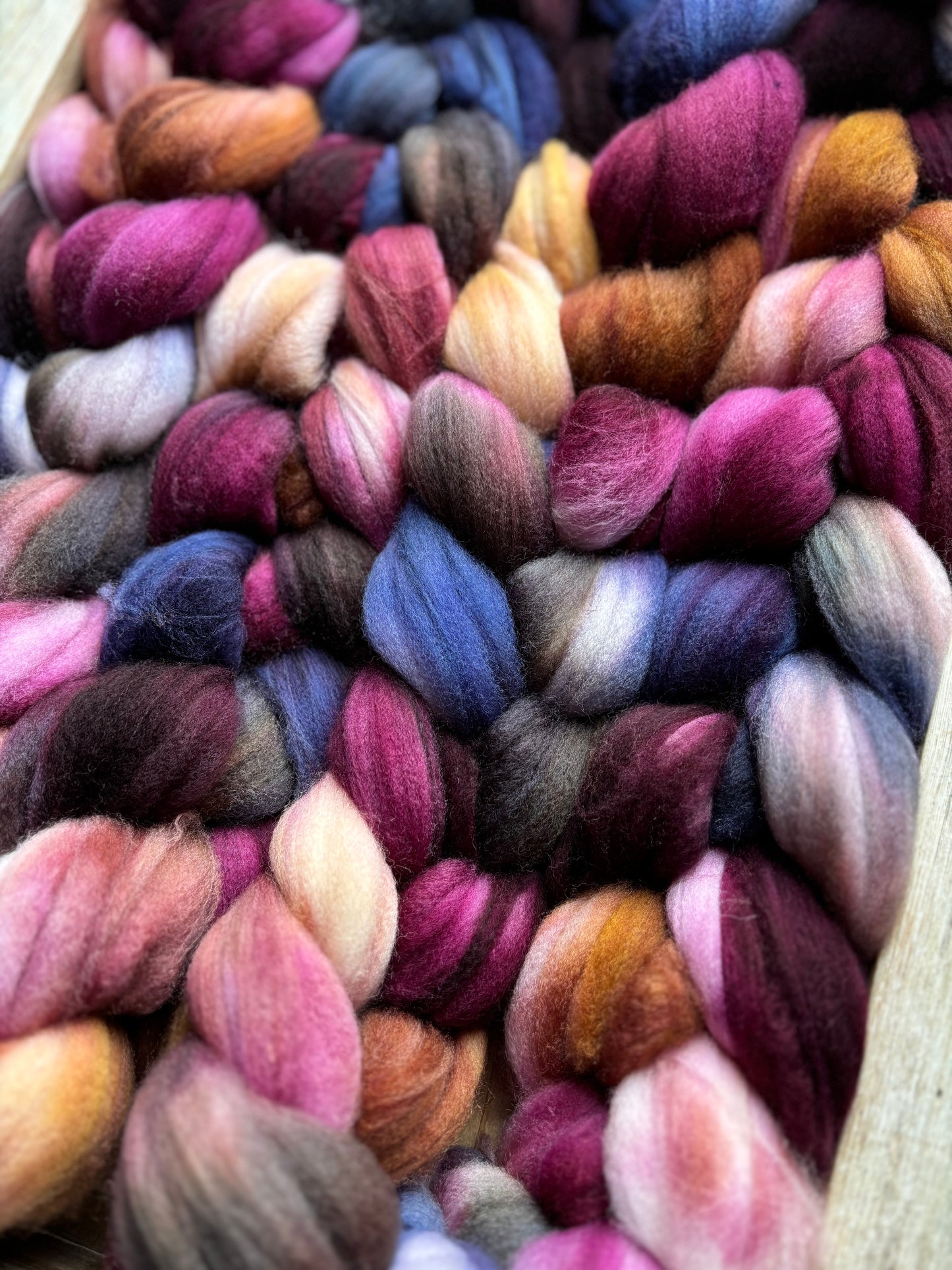 One of a Kind Batch - 100 grams of Spinning Fibre - Superwash Merino Wool 22 Micron - Hand Dyed Combed Top