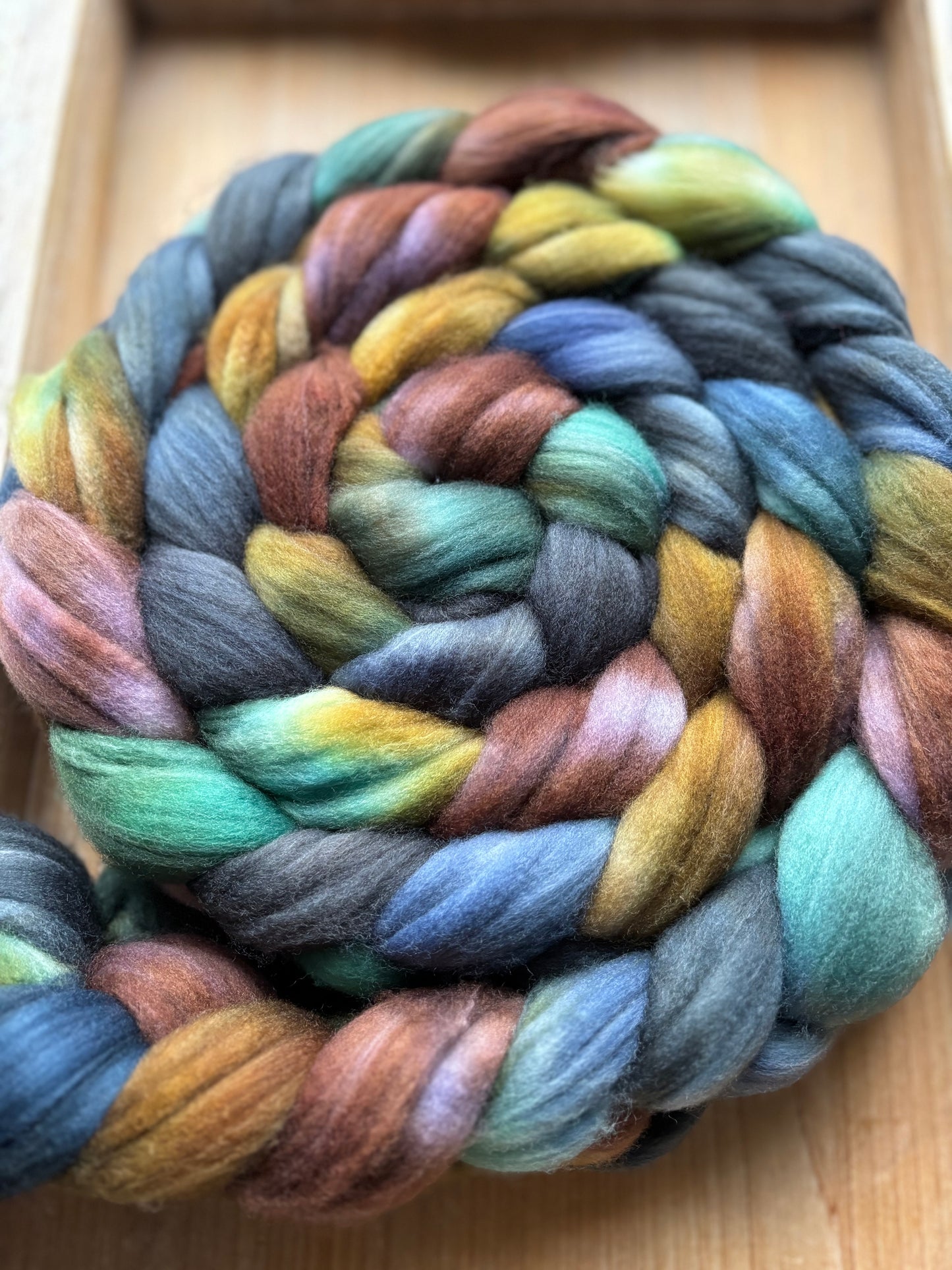 One of a Kind Batch - 100 grams of Spinning Fibre - 80% Superwash Merino Wool/ 20% Nylon - 22.5 Micron - Hand Dyed Combed Top