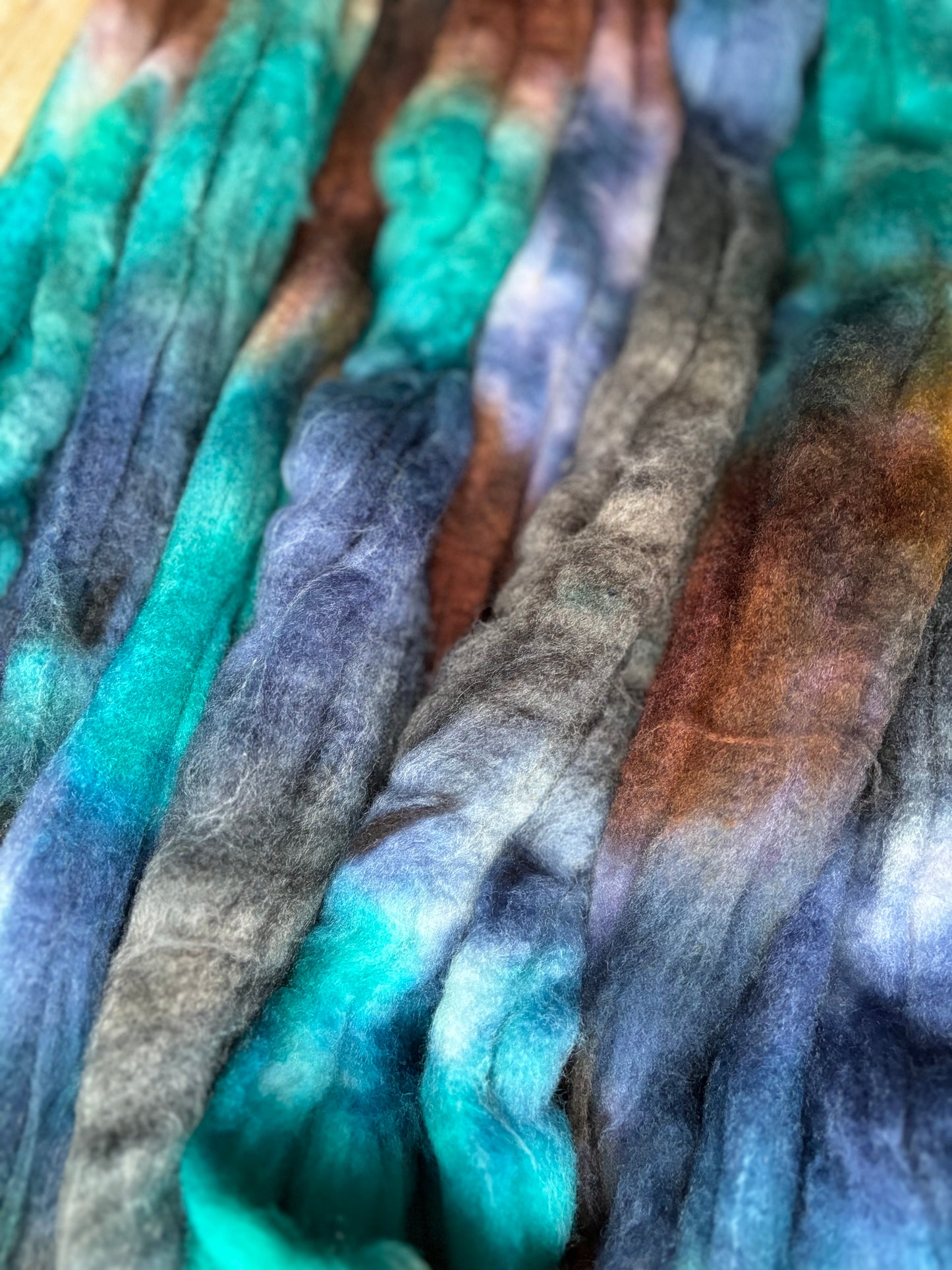 One of a Kind Batch - 100 grams of Spinning Fibre - 80% Superwash Merino Wool/ 20% Nylon - 22.5 Micron - Hand Dyed Combed Top