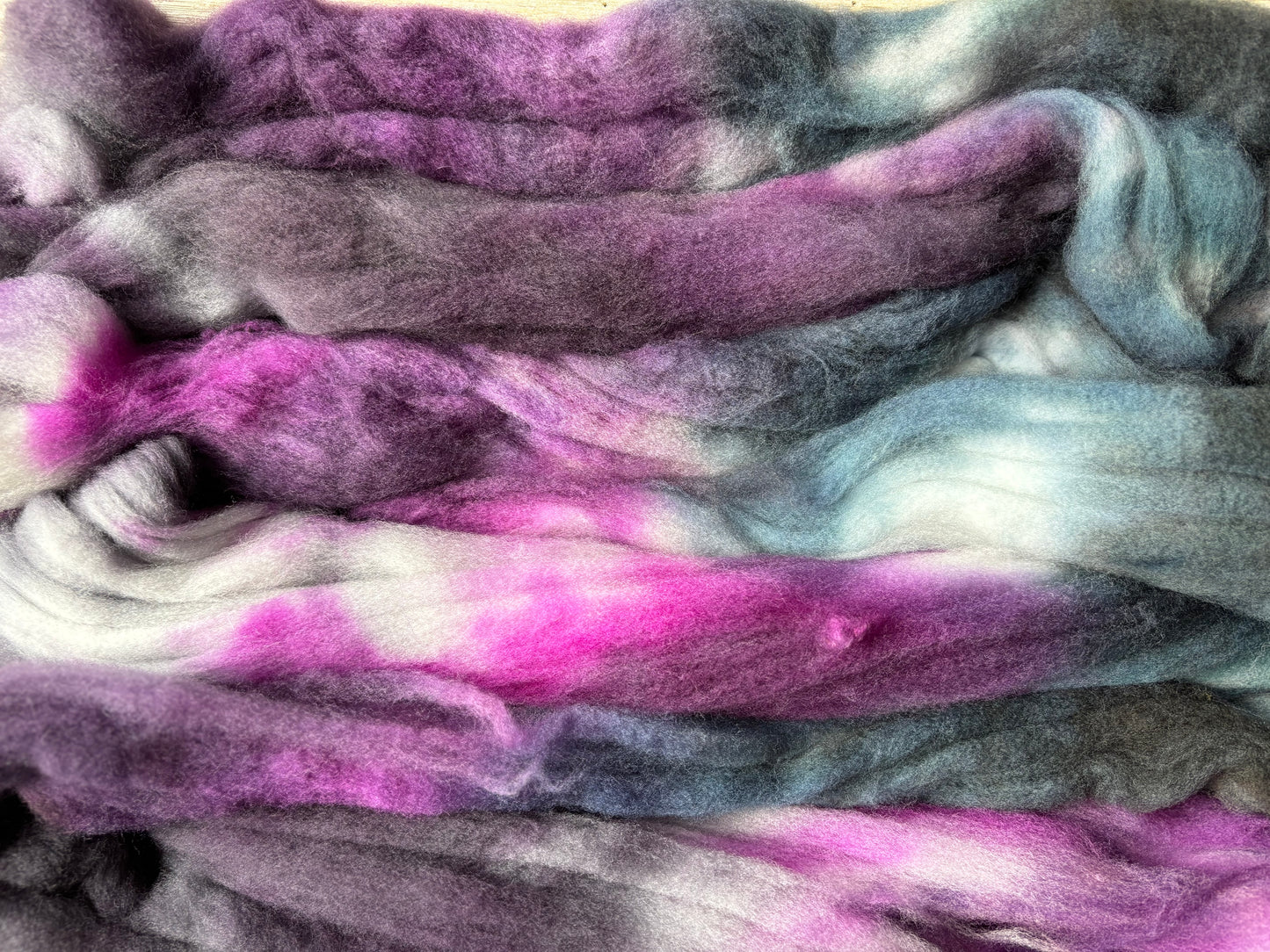 One of a Kind Batch - 100 grams of Spinning Fibre - Superwash Merino Wool 22 Micron - Hand Dyed Combed Top