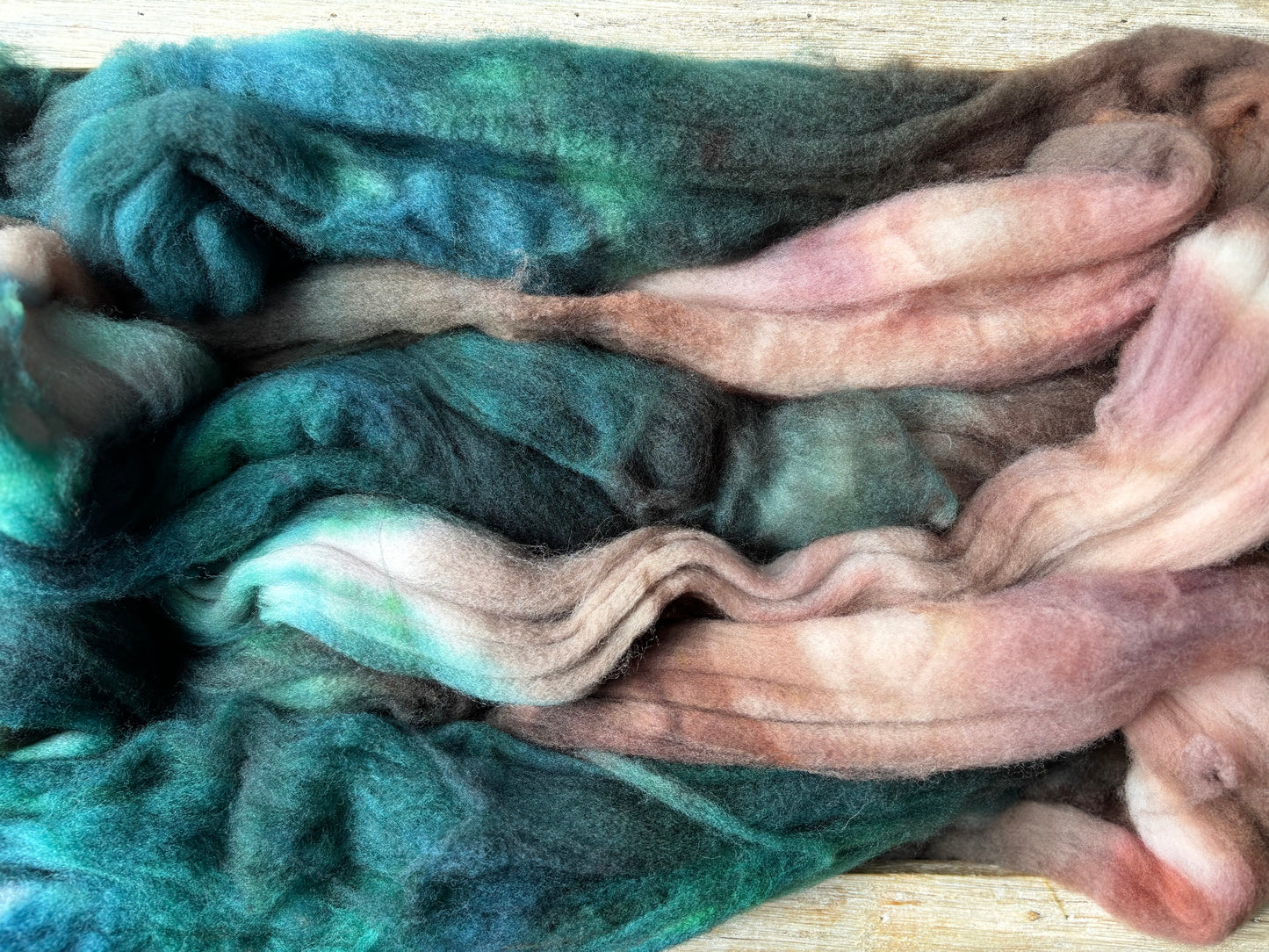 One of a Kind Batch - 100 grams of Spinning Fibre - Superwash Merino Wool 22 Micron - Hand Dyed Combed Top