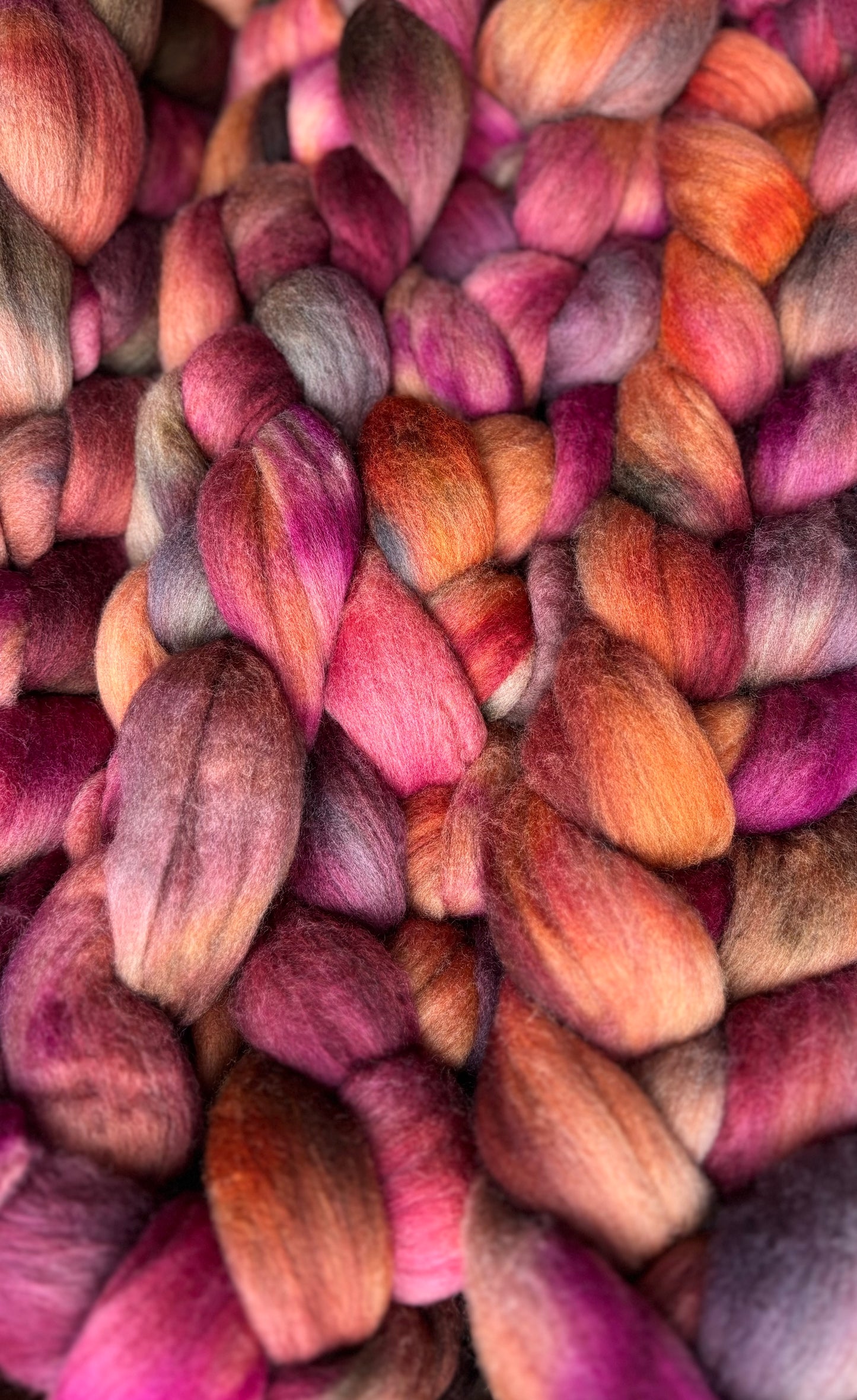 One of a Kind Batch - 100 grams of Spinning Fibre - Untreated Merino Wool 22 Micron - Hand Dyed Combed Top