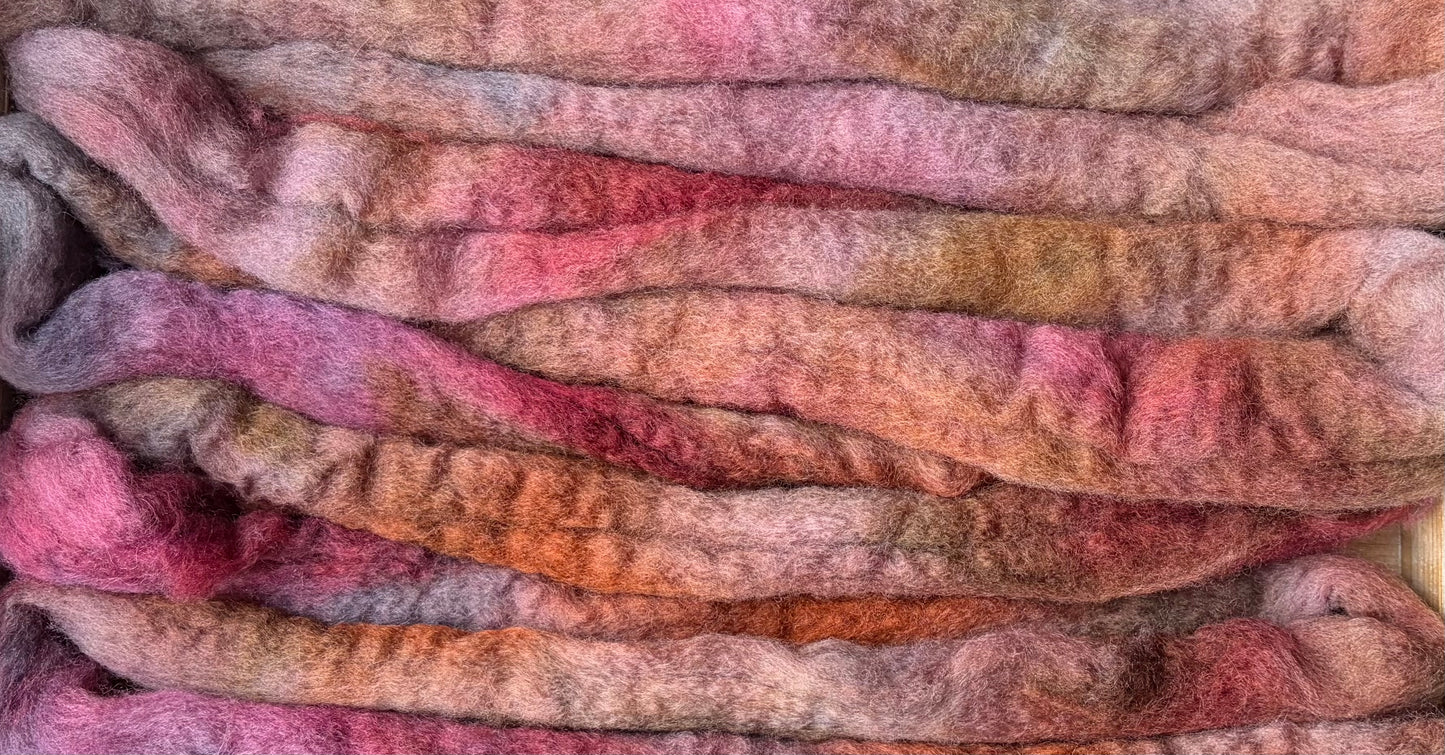 Bluefaced Leicester Wool - 26 Micron - One of a Kind Batch - 100 grams of Spinning Fibre - Hand Dyed Combed Top