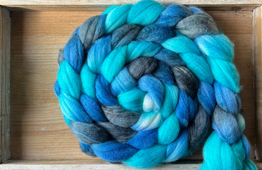 One of a Kind Batch - 100 grams of Spinning Fibre - 80% Superwash Merino Wool/ 20% Nylon - 22.5 Micron - Hand Dyed Combed Top