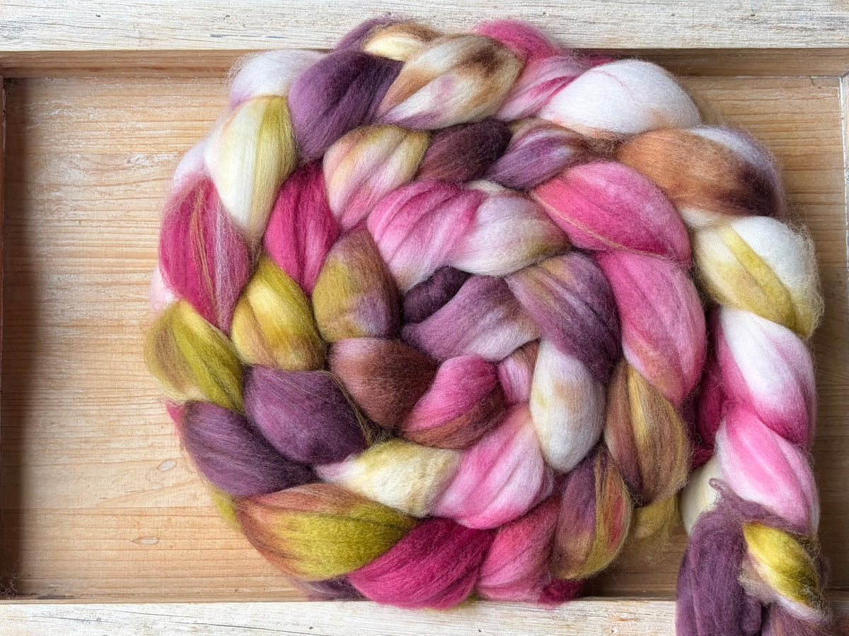 80% Superwash Merino Wool/ 10% Nylon/ 10% Cashmere - 18.5 Micron - One of a Kind Batch - 100 grams of Spinning Fibre - Hand Dyed Combed Top