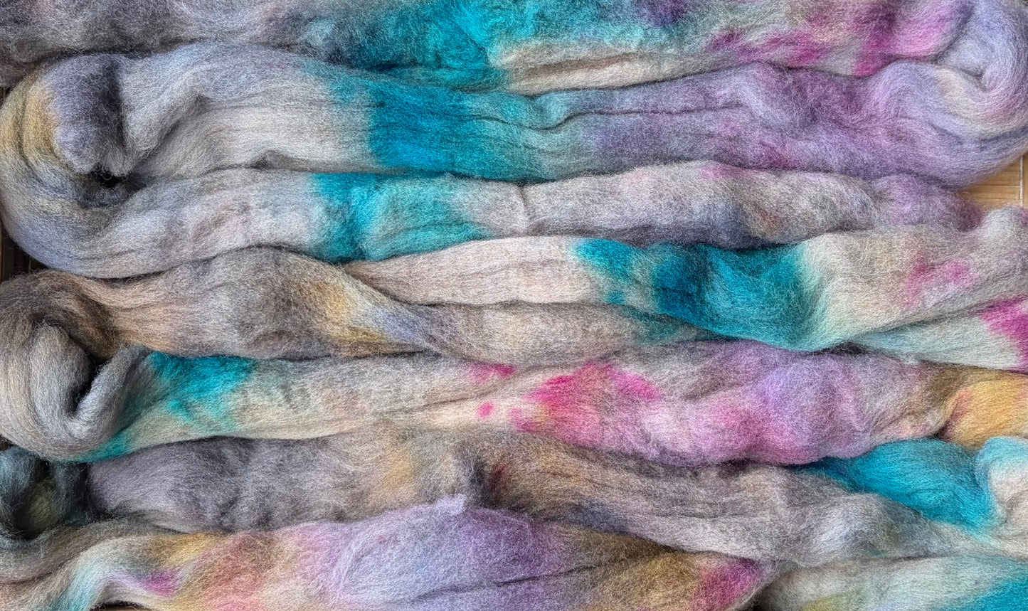 Targhee - 23 Micron - One of a Kind Batch - 100 grams of Spinning Fibre - Hand Dyed Combed Top