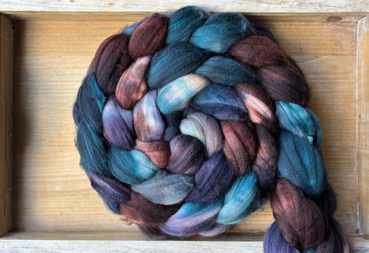 One of a Kind Batch - 100 grams of Spinning Fibre - Superwash Merino Wool 22 Micron - Hand Dyed Combed Top