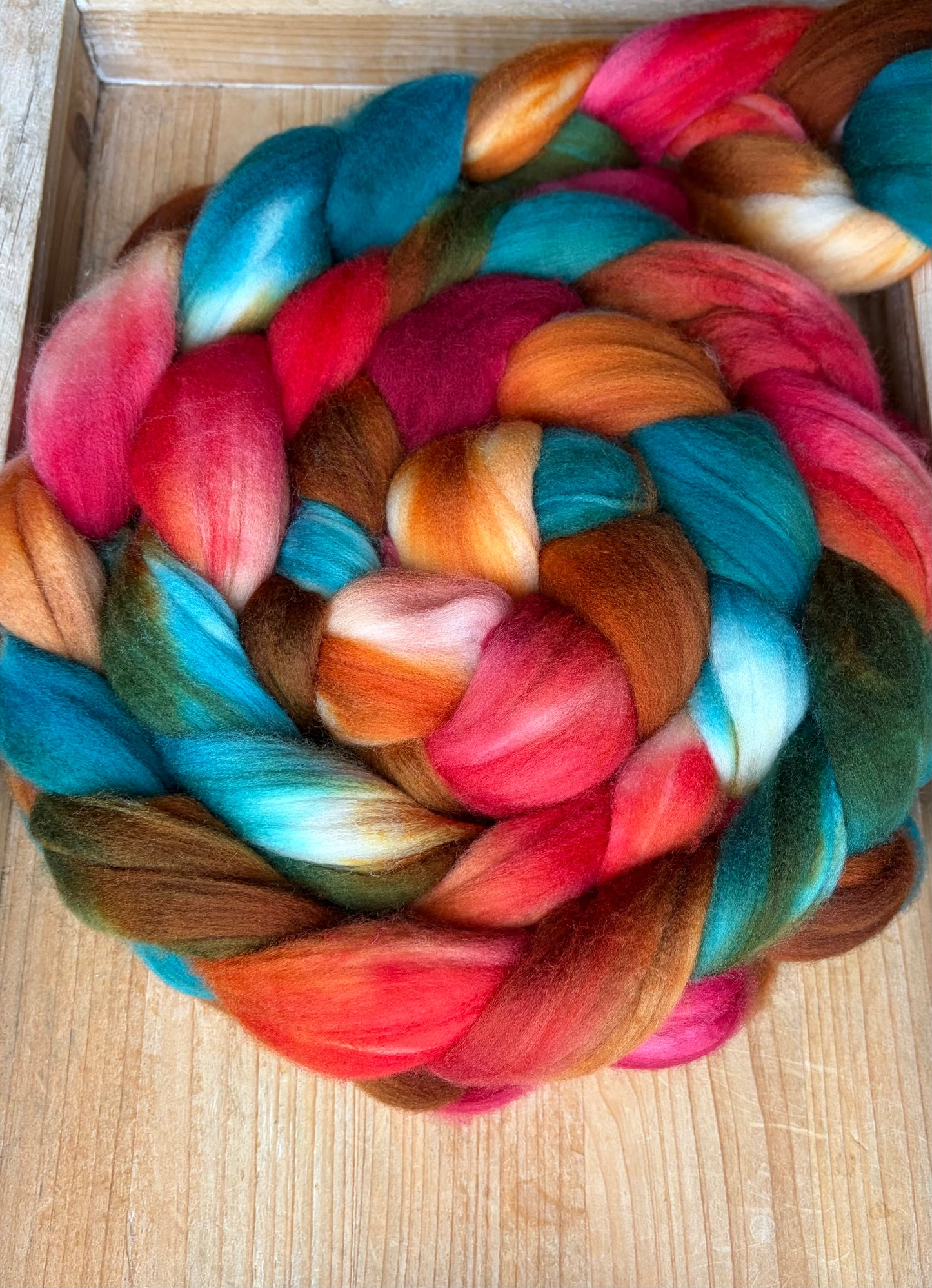 100% Superwash Merino Wool - 22 Micron - One of a Kind Batch - 100 grams of Spinning Fibre - Hand Dyed Combed Top