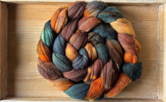 One of a Kind Batch - 100 grams of Spinning Fibre - 80% Superwash Merino Wool/ 20% Nylon - 22.5 Micron - Hand Dyed Combed Top