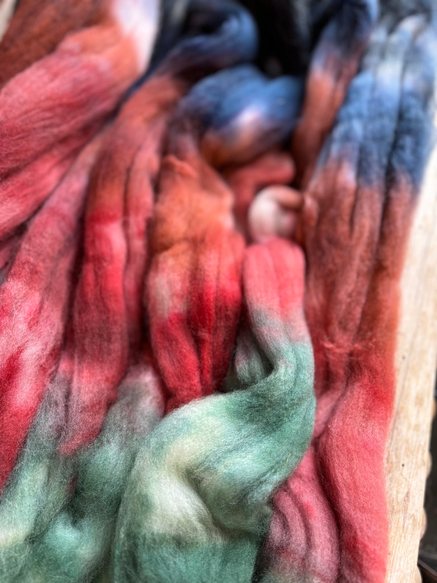 One of a Kind Batch - 100 grams of Spinning Fibre - Superwash Merino Wool 22 Micron - Hand Dyed Combed Top