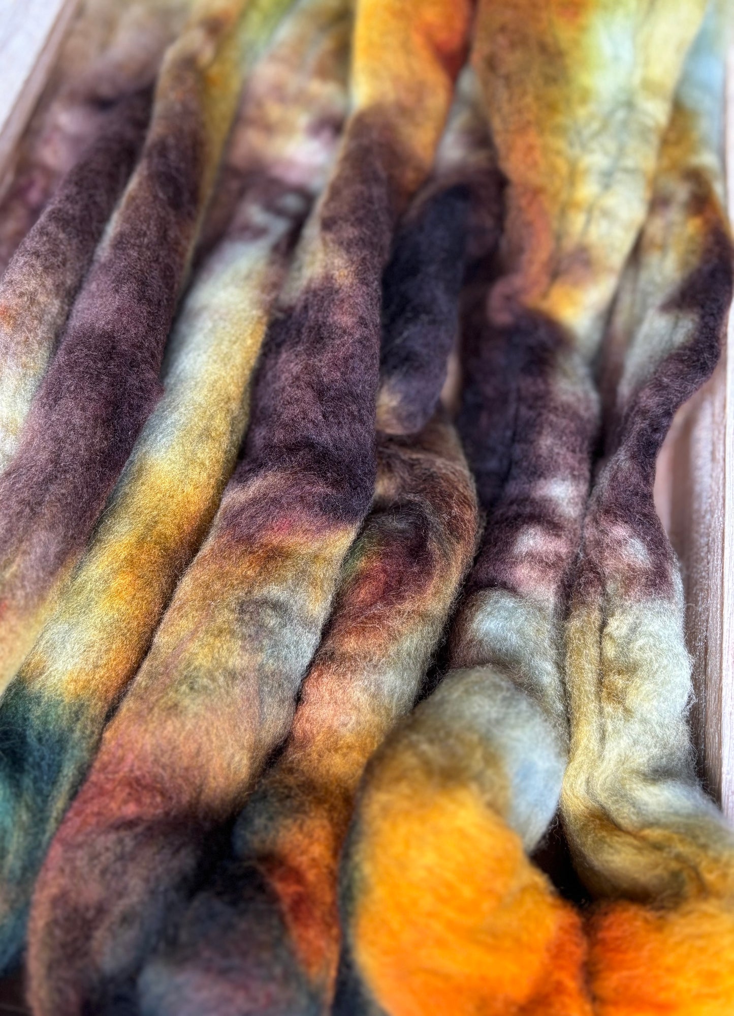 One of a Kind Batch - 100 grams of Spinning Fibre - Untreated Merino Wool 22 Micron - Hand Dyed Combed Top