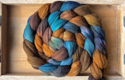 One of a Kind Batch - 100 grams of Spinning Fibre - 80% Superwash Merino Wool/ 20% Nylon - 22.5 Micron - Hand Dyed Combed Top