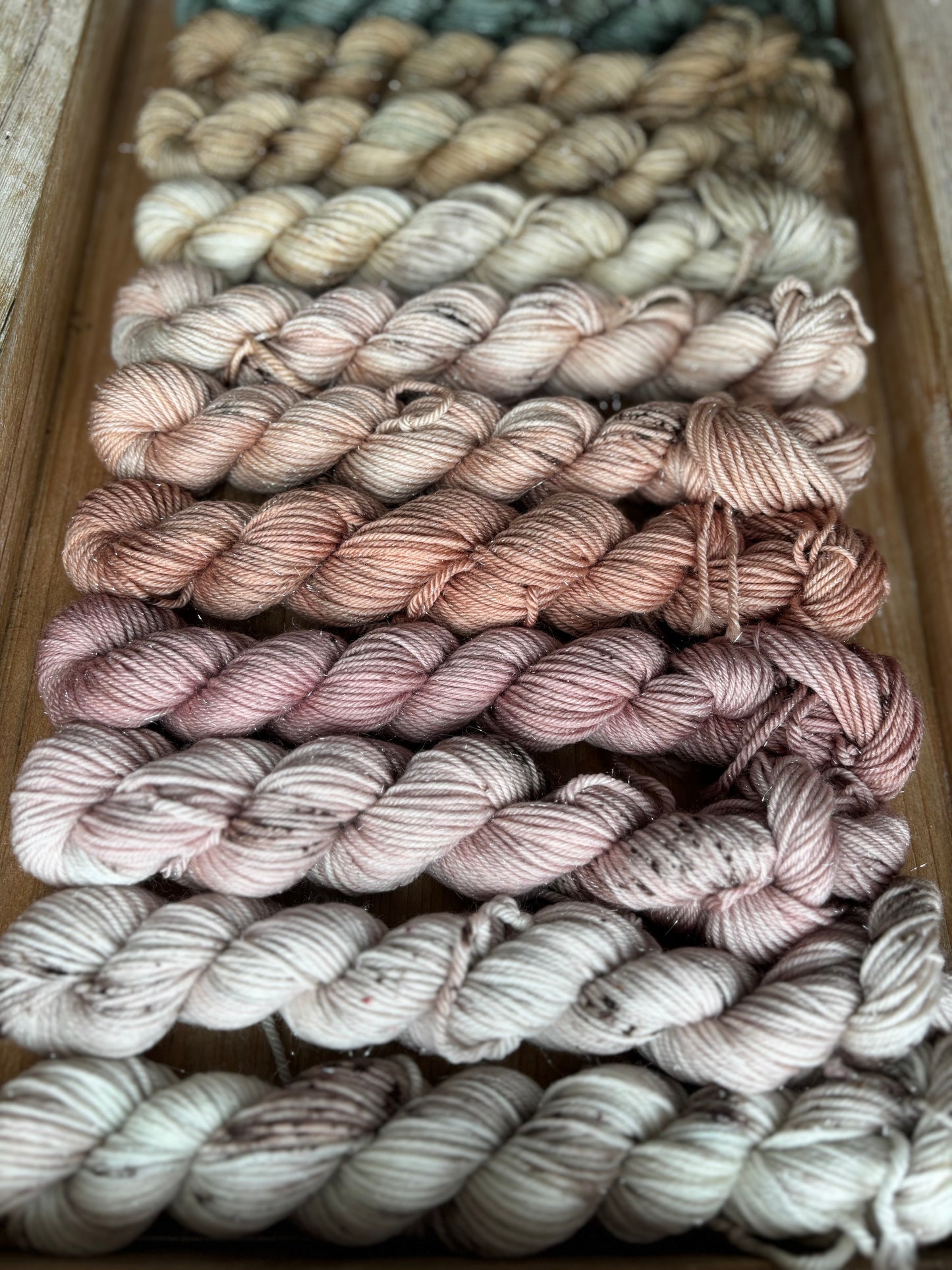24 Skein Mini Yarn Fade - Silver Sparkle Sock Base