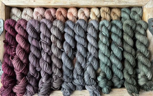 24 Skein Mini Yarn Fade - Silver Sparkle Sock Base