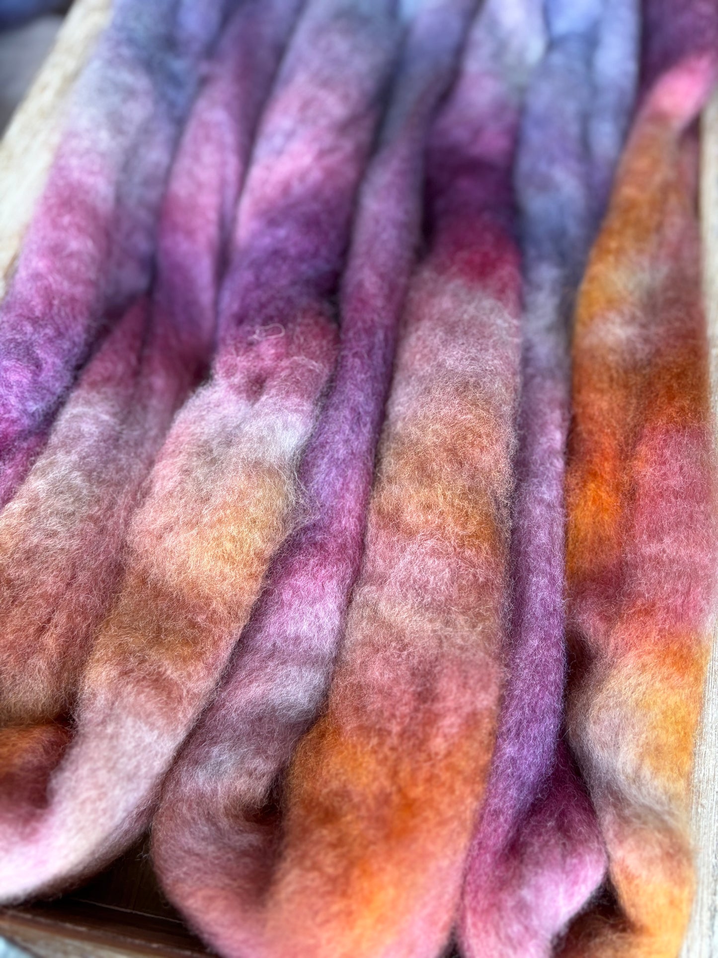 One of a Kind Batch - 100 grams of Spinning Fibre - Bluefaced Leicester Wool - 26 Micron - Hand Dyed Combed Top