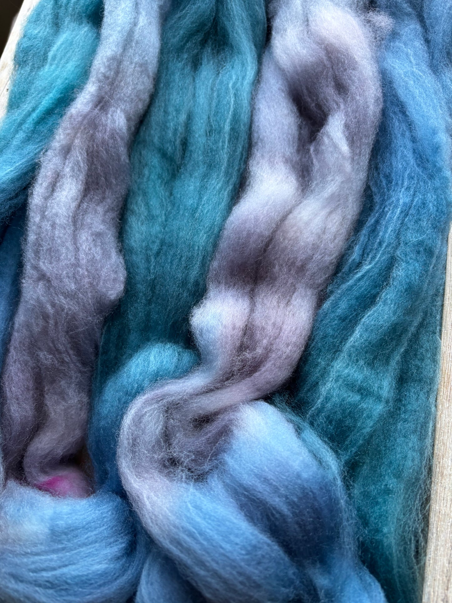 One of a Kind Batch - 100 grams of Spinning Fibre - 80% Superwash Merino Wool/ 20% Nylon - 22.5 Micron - Hand Dyed Combed Top