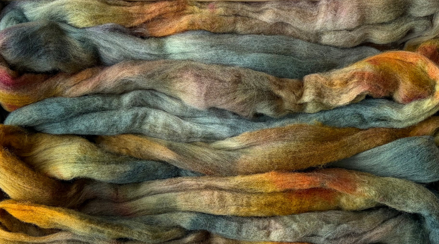 Targhee - 23 Micron - One of a Kind Batch - 100 grams of Spinning Fibre - Hand Dyed Combed Top