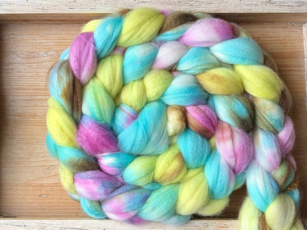80% Superwash Merino Wool/ 10% Nylon/ 10% Cashmere - 18.5 Micron - One of a Kind Batch - 100 grams of Spinning Fibre - Hand Dyed Combed Top