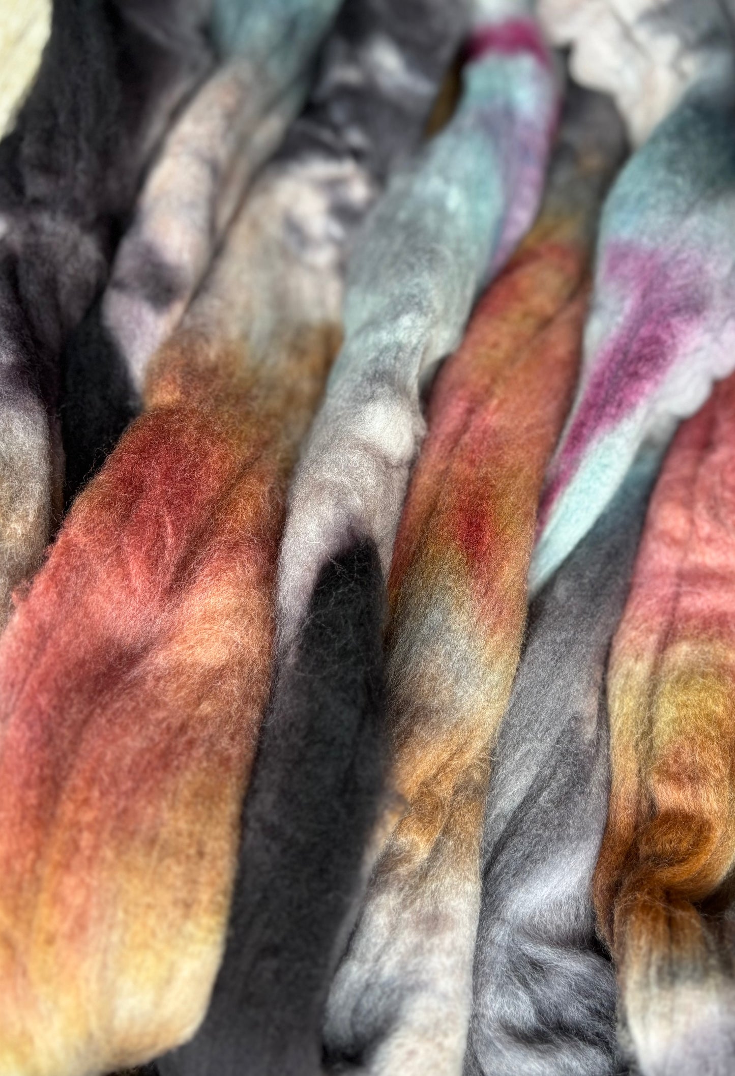 One of a Kind Batch - 100 grams of Spinning Fibre - Untreated Merino Wool 22 Micron - Hand Dyed Combed Top