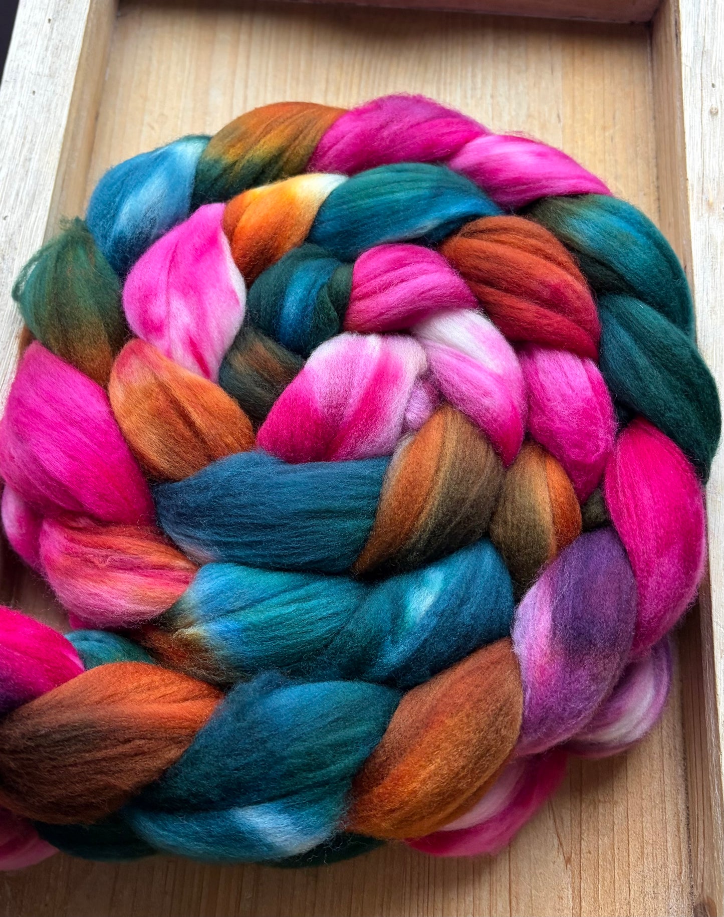 100% Superwash Merino Wool - 22 Micron - One of a Kind Batch - 100 grams of Spinning Fibre - Hand Dyed Combed Top