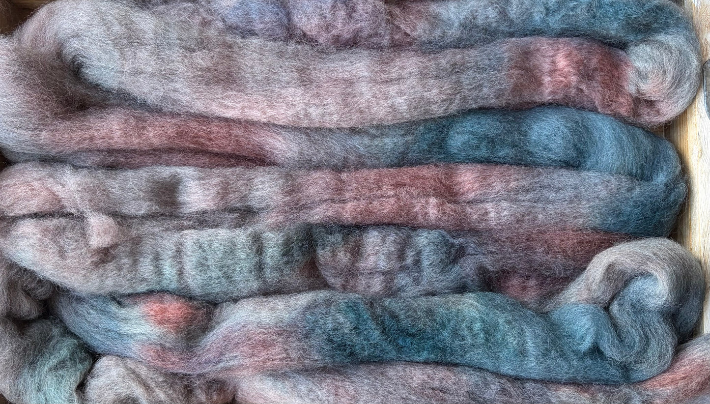 Bluefaced Leicester Wool - 26 Micron - One of a Kind Batch - 100 grams of Spinning Fibre - Hand Dyed Combed Top