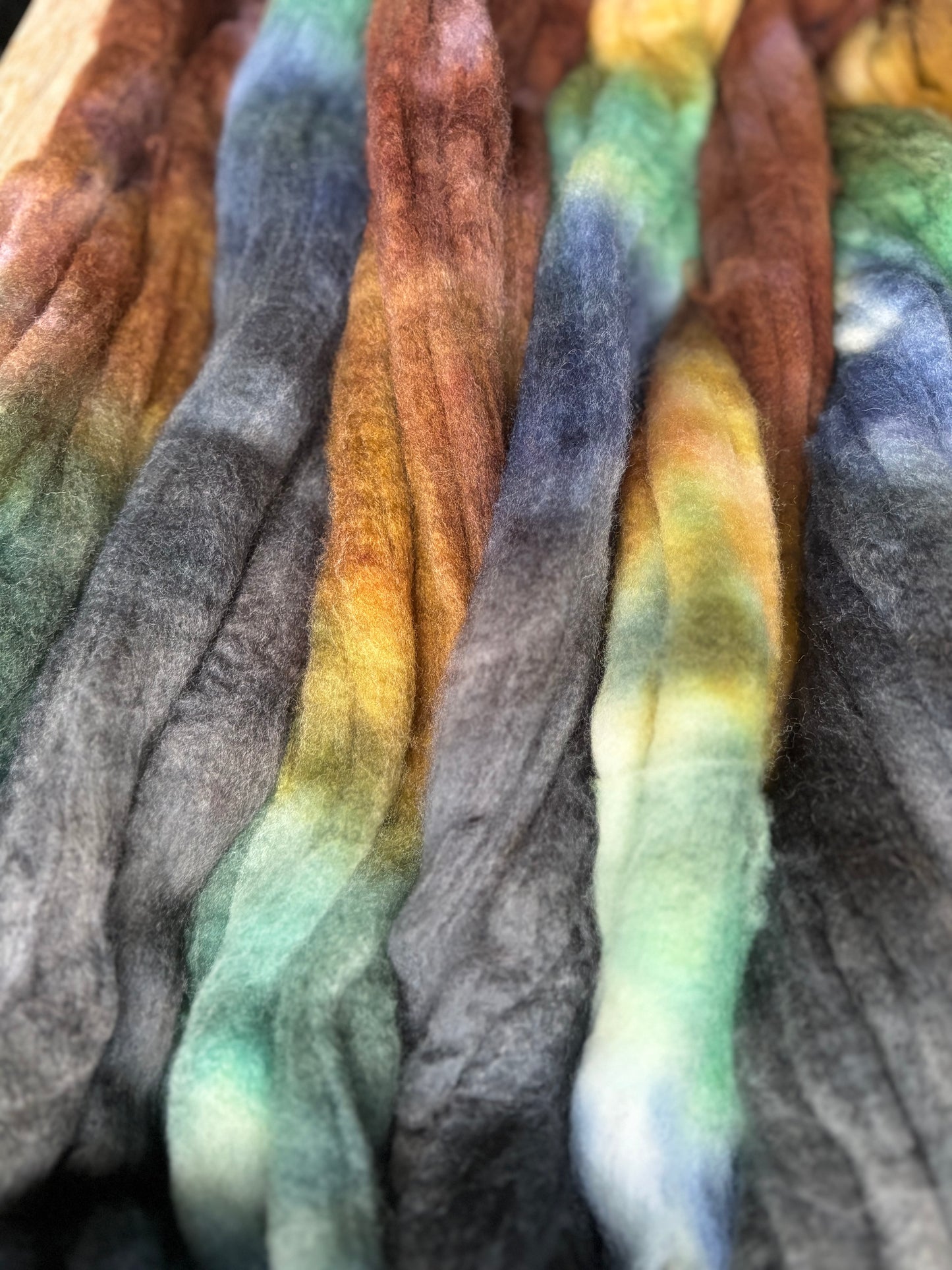 One of a Kind Batch - 100 grams of Spinning Fibre - 80% Superwash Merino Wool/ 20% Nylon - 22.5 Micron - Hand Dyed Combed Top