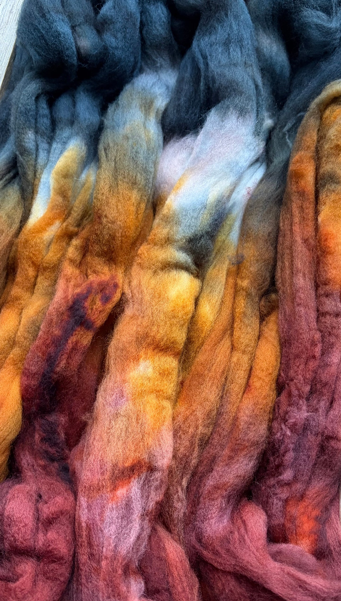 100% Superwash Merino Wool - 22 Micron - One of a Kind Batch - 100 grams of Spinning Fibre - Hand Dyed Combed Top