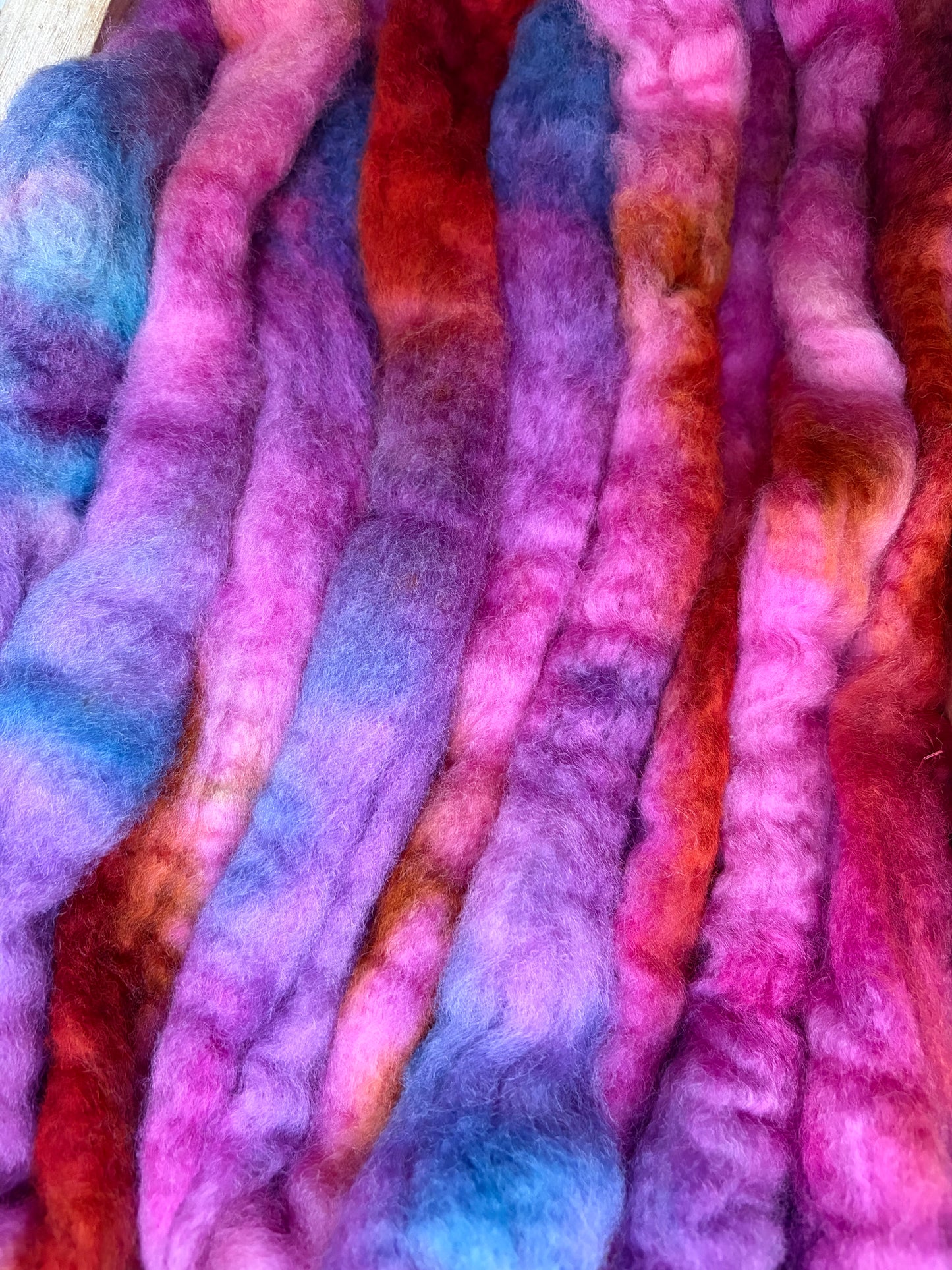 Bluefaced Leicester Wool - 26 Micron - One of a Kind Batch - 100 grams of Spinning Fibre - Hand Dyed Combed Top