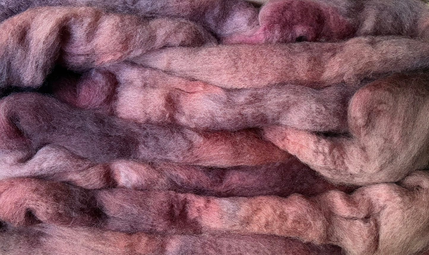 Bluefaced Leicester Wool - 26 Micron - One of a Kind Batch - 100 grams of Spinning Fibre - Hand Dyed Combed Top